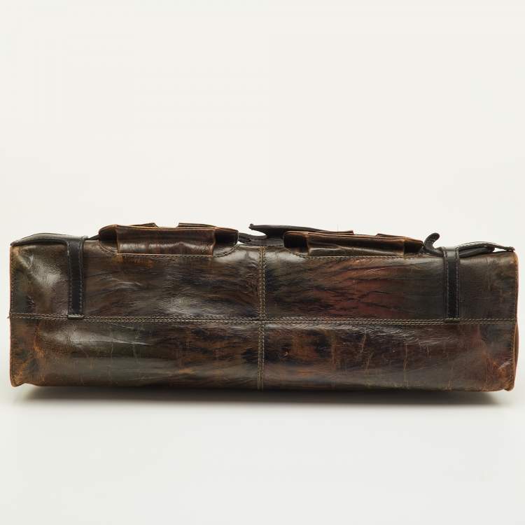 Pre Owned Fendi Vintage Devil Trapezio Brown Leather Shoulder Bag