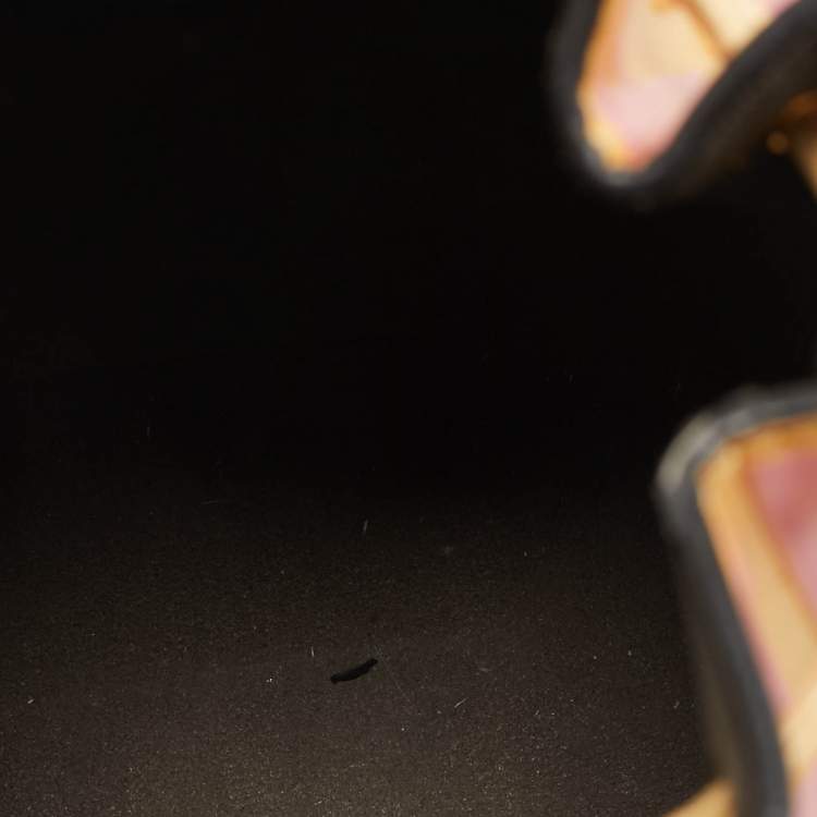 Pre Owned Fendi Mon Tresor Mini Yellow/Pink FF Leather Drawstring Bucket Bag