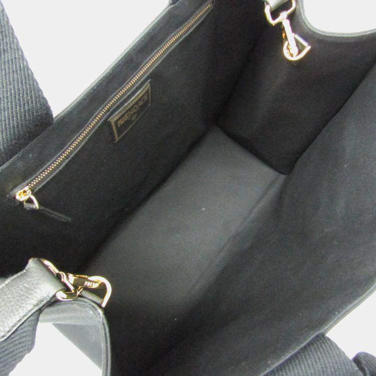 Pre Owned Fendi x Versace Fendace Gold Black Canvas Tote Bag