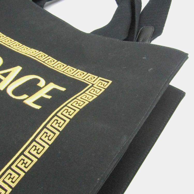 Pre Owned Fendi x Versace Fendace Gold Black Canvas Tote Bag