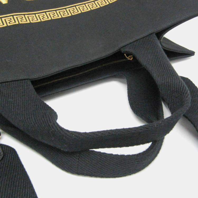 Pre Owned Fendi x Versace Fendace Gold Black Canvas Tote Bag