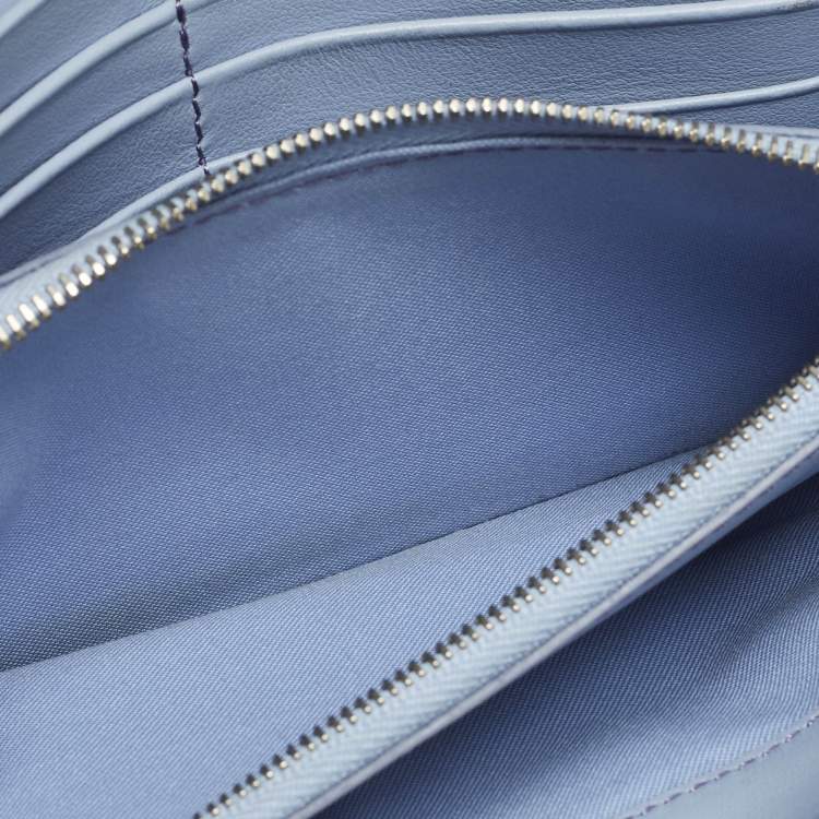 Pre Owned Fendi Studded Light Blue Leather Wallet On Chain