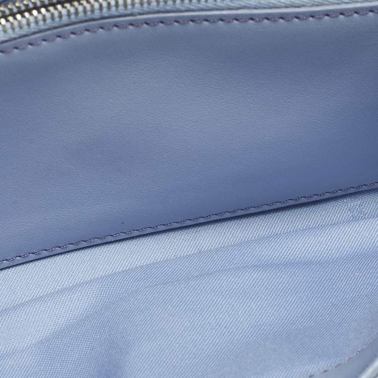 Pre Owned Fendi Studded Light Blue Leather Wallet On Chain