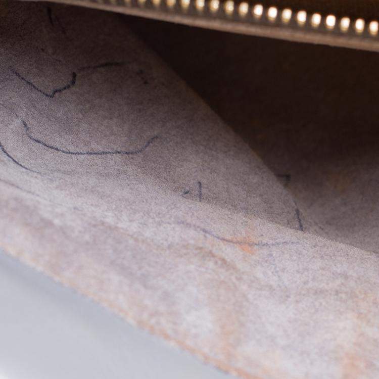 Pre Owned Fendi Grey Leather Medium Peekaboo Top Handle Bag