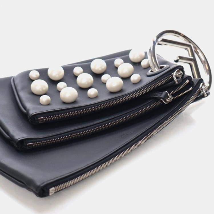 Pre Owned Fendi Triplette Pearl Pouch