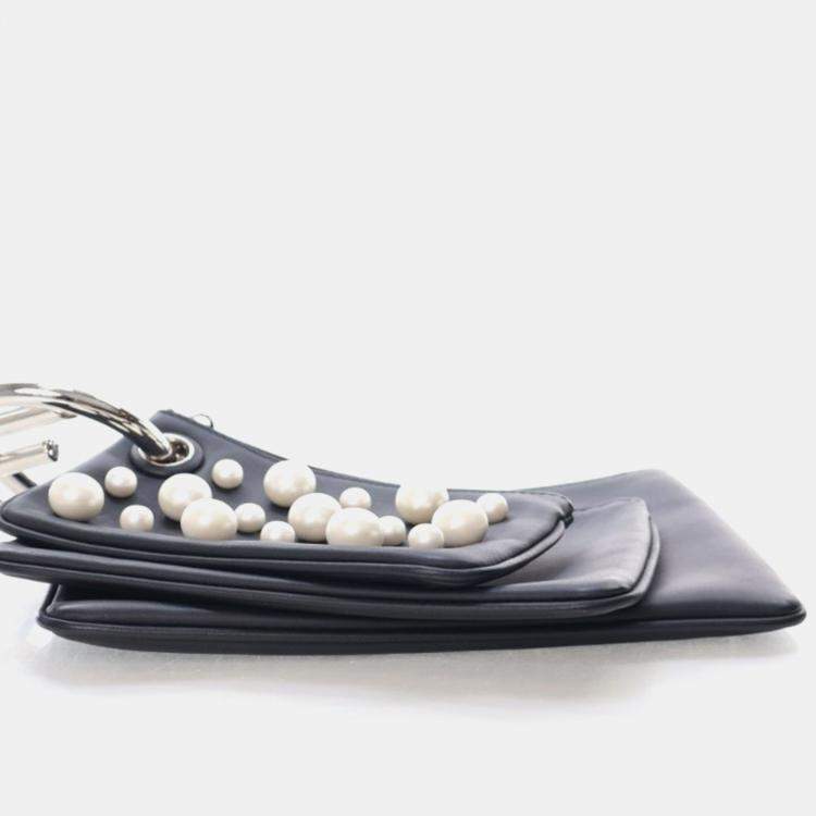 Pre Owned Fendi Triplette Pearl Pouch