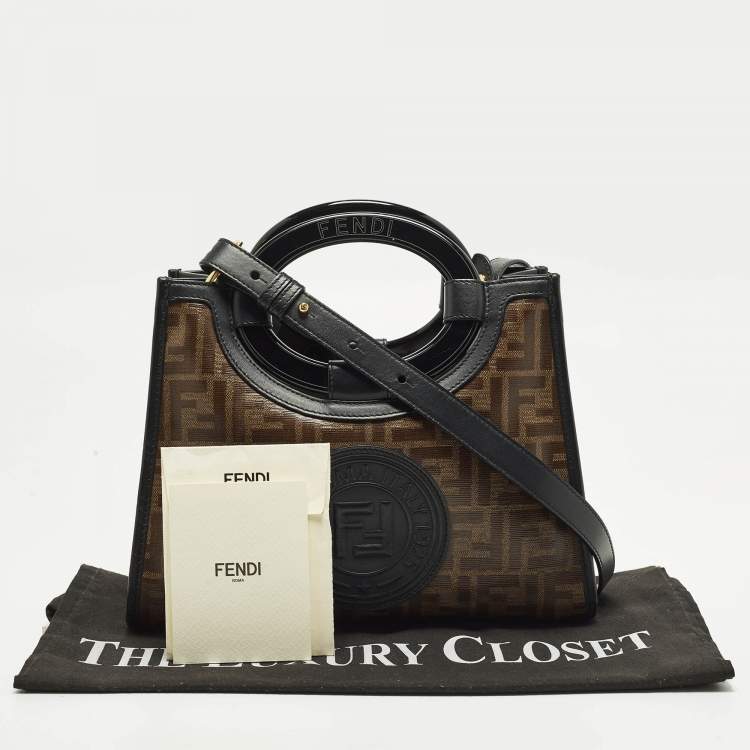 Pre Owned Fendi Runaway Small Zucca Coated Canvas and Leather Tote 