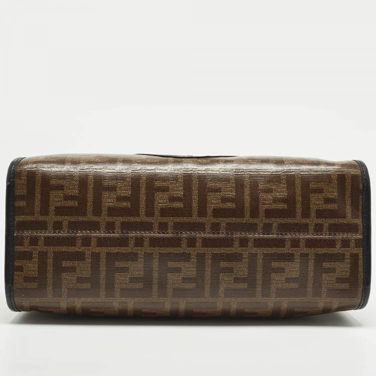 Pre Owned Fendi Runaway Small Zucca Coated Canvas and Leather Tote 