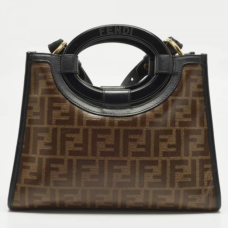 Pre Owned Fendi Runaway Small Zucca Coated Canvas and Leather Tote 