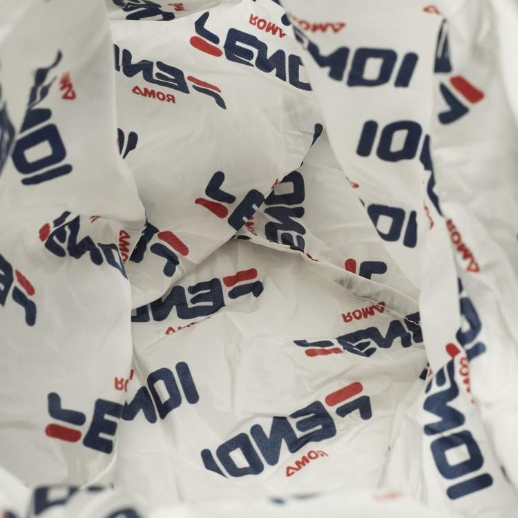 Pre Owned Fendi x Fila Mania White Nylon Packable Backpack