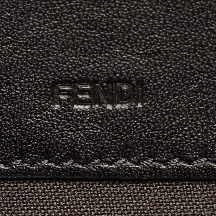 Pre Owned Fendi Bustina Tri Color Pequin Canvas and Leather Envelope Clutch