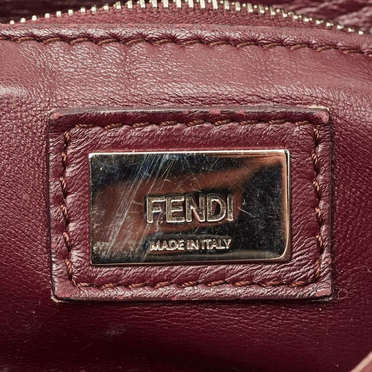 Pre Owned Fendi Peekaboo Mini Burgundy Leather Top Handle Bag