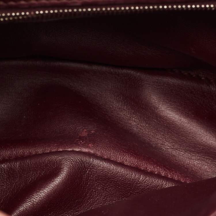 Pre Owned Fendi Peekaboo Mini Burgundy Leather Top Handle Bag