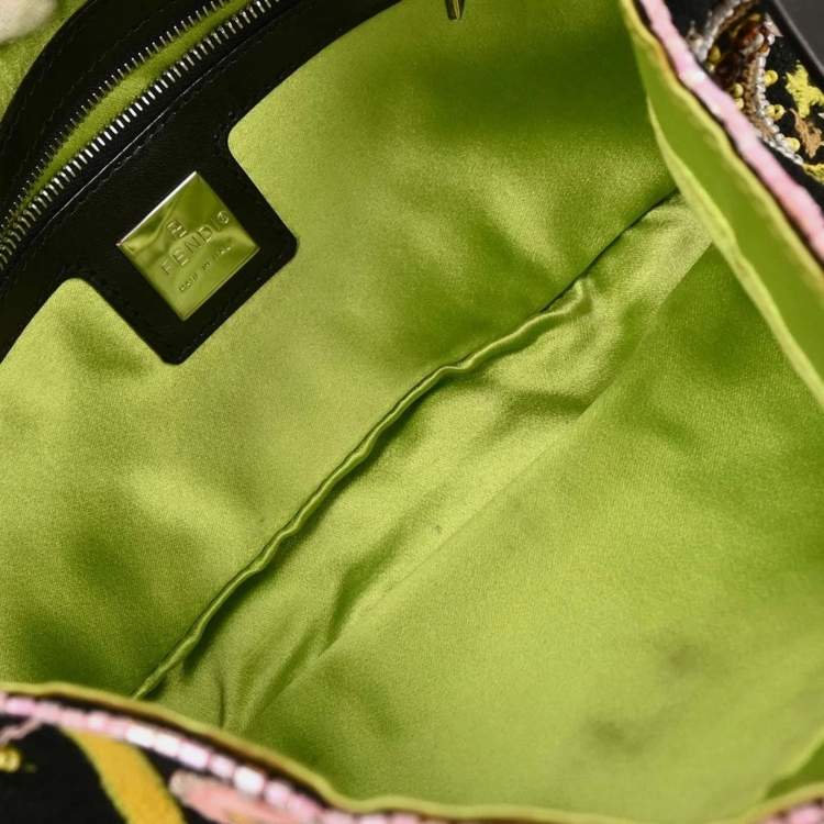 مملوكة مسبقًا Fendi Black Canvas Beads Baguette Handbag