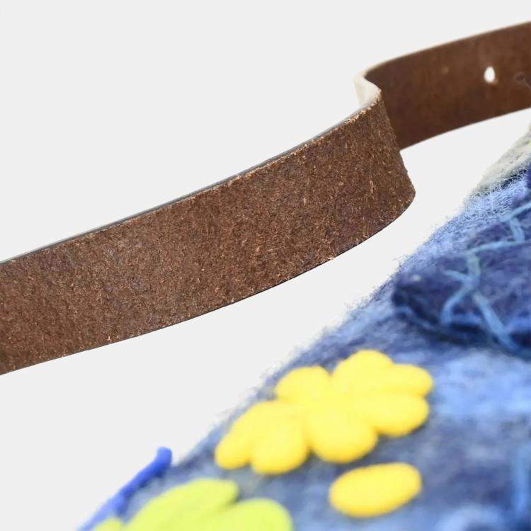 Pre Owned Fendi Baguette Patchwork Blue Felt Shoulder Bag