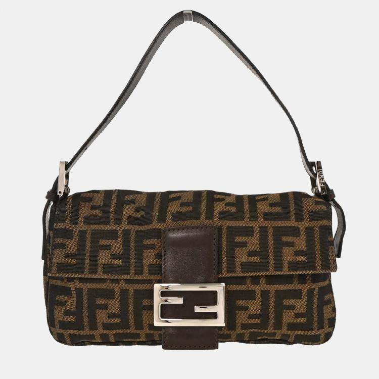 Pre Owned Fendi Brown Zucca Baguette Handbag