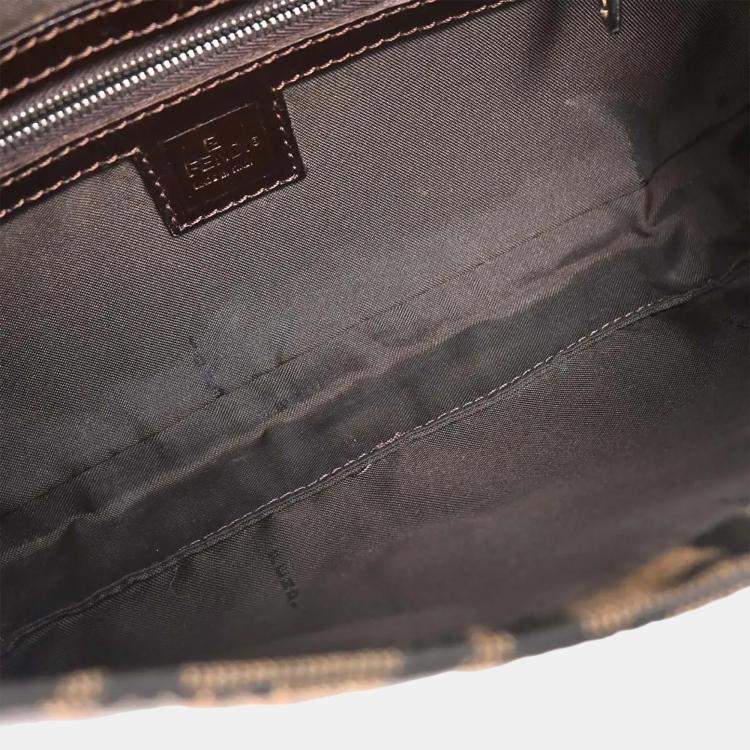 Pre Owned Fendi Brown Zucca Baguette Handbag