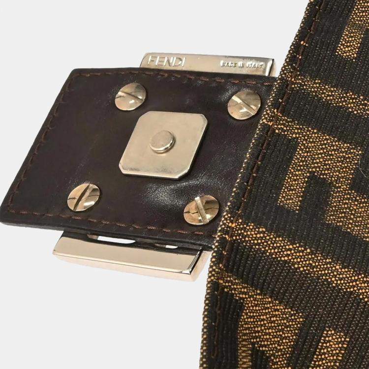 Pre Owned Fendi Brown Zucca Baguette Handbag