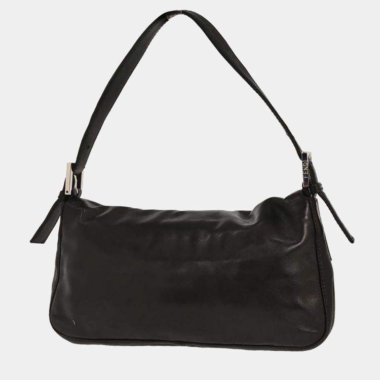 مملوكة مسبقًا Fendi Baguette Black Leather Shoulder Bag