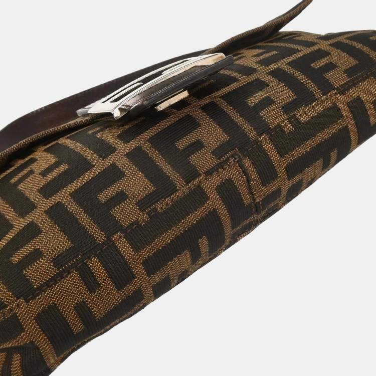 Pre Owned Fendi Baguette Brown Zucca Canvas Shoulder Bag