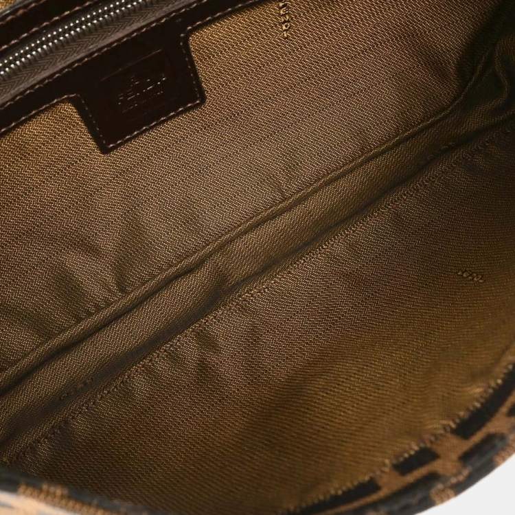 Pre Owned Fendi Baguette Brown Zucca Canvas Shoulder Bag