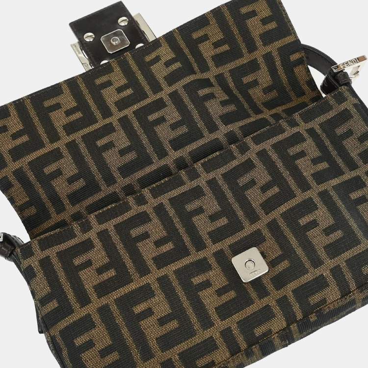 Pre Owned Fendi Brown Zucca Baguette Handbag
