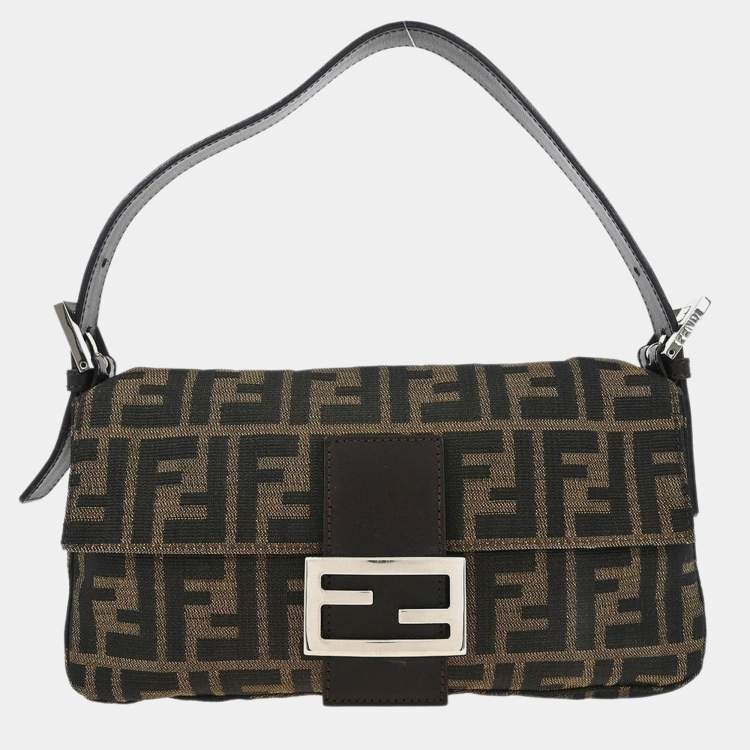 Pre Owned Fendi Brown Zucca Baguette Handbag