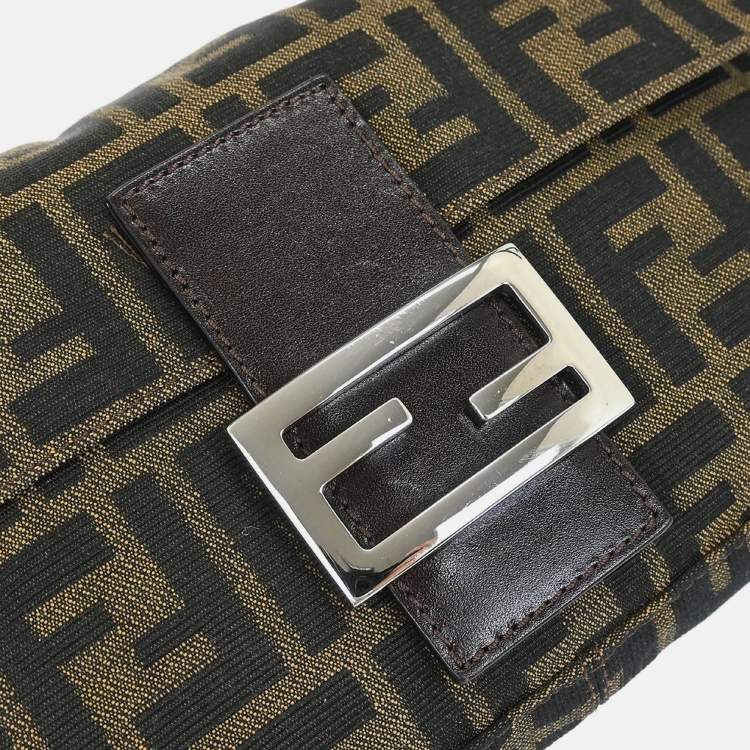 Pre Owned Fendi Baguette Brown Zucca Canvas Shoulder Bag