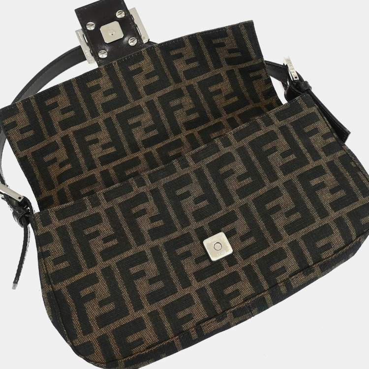 Pre Owned Fendi Baguette Brown Zucca Canvas Shoulder Bag