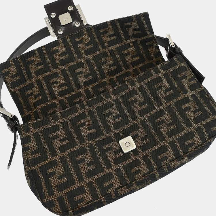 Pre Owned Fendi Baguette Brown Zucca Canvas Shoulder Bag
