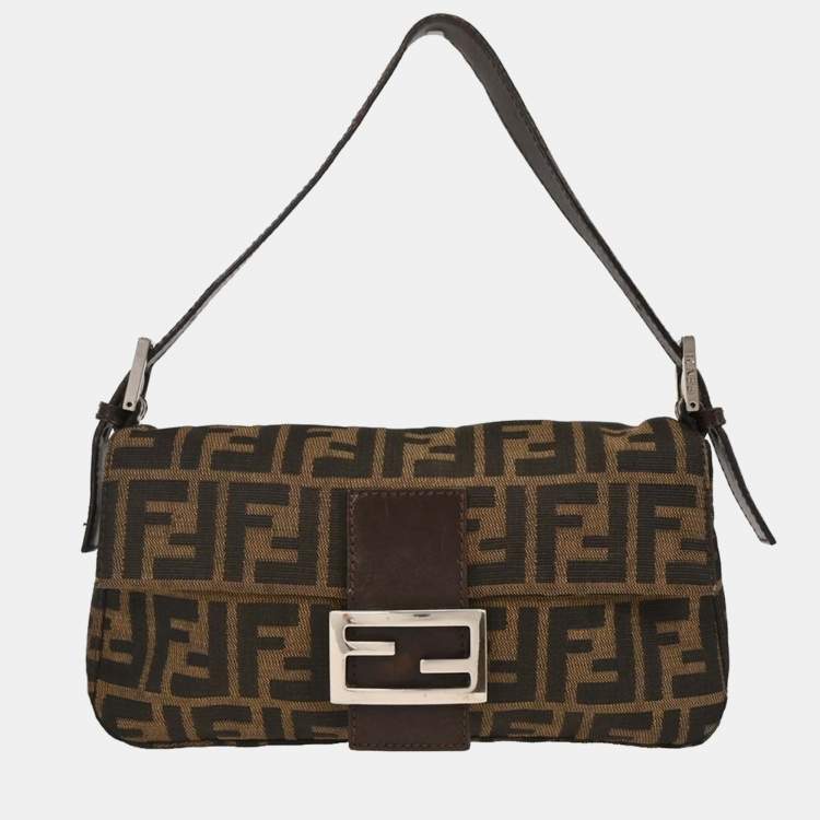 Pre Owned Fendi Brown Zucca Baguette Handbag