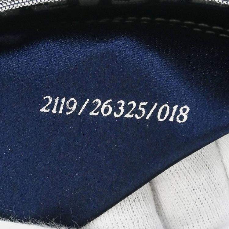 Pre Owned Fendi Mamma Baguette Navy Gray Zucchino Canvas Shoulder Bag