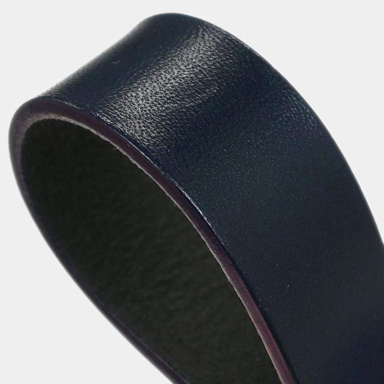 Pre Owned Fendi Mamma Baguette Navy Gray Zucchino Canvas Shoulder Bag