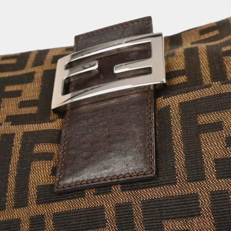 Pre Owned Fendi Zucca Mamma Baguette Brown Canvas Shoulder Bag