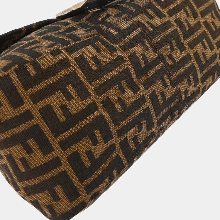 Pre Owned Fendi Zucca Mamma Baguette Brown Canvas Shoulder Bag