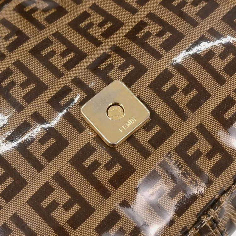 Pre Owned Fendi Baguette Brown Zucchino Canvas Shoulder Bag