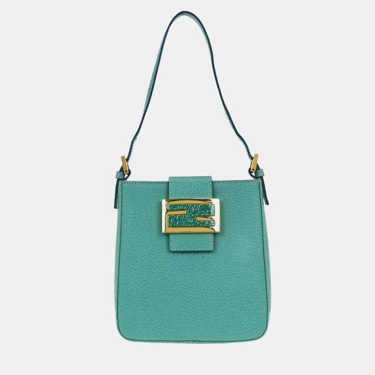 Pre Owned Fendi Green Pigskin Leather Shoulder Bag