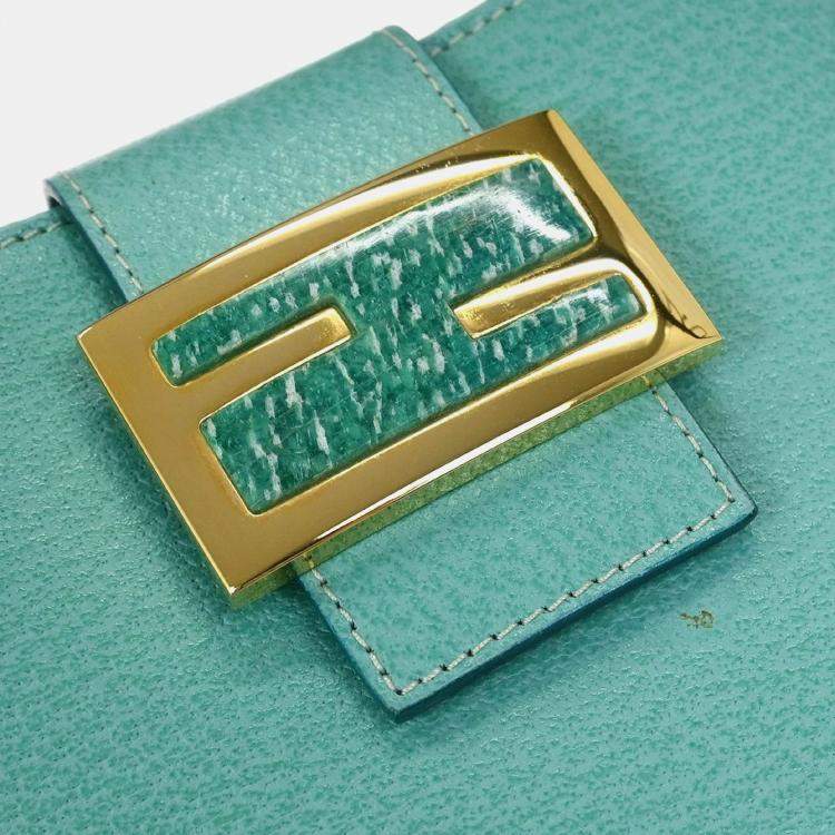 Pre Owned Fendi Green Pigskin Leather Shoulder Bag