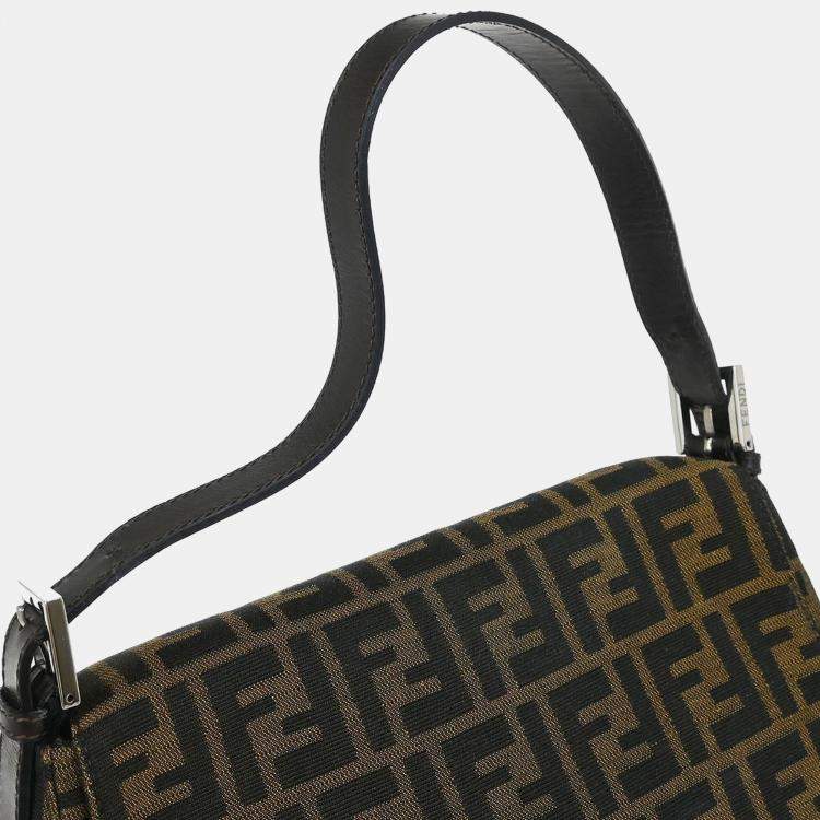 Pre Owned Fendi Zucca Mamma Baguette Brown Canvas Shoulder Bag
