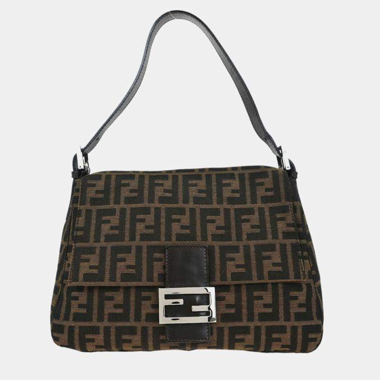 Pre Owned Fendi Zucca Mamma Baguette Brown Canvas Shoulder Bag