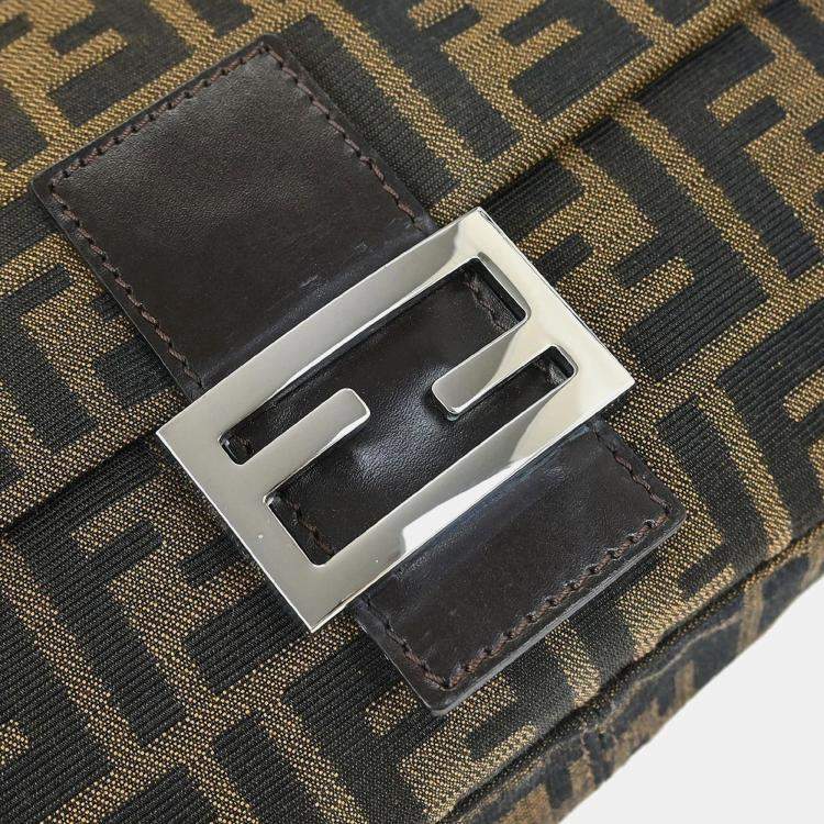 Pre Owned Fendi Zucca Mamma Baguette Brown Canvas Shoulder Bag