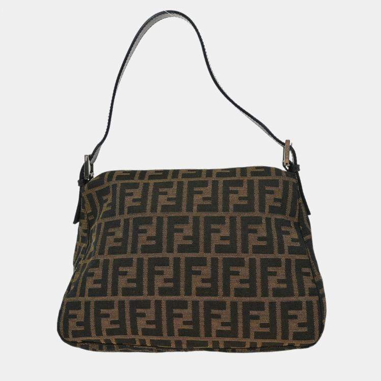 Pre Owned Fendi Zucca Mamma Baguette Brown Canvas Shoulder Bag