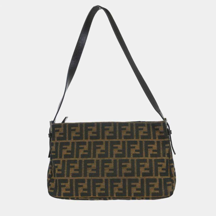 Pre Owned Fendi Zucca Brown Canvas Shoulder Bag