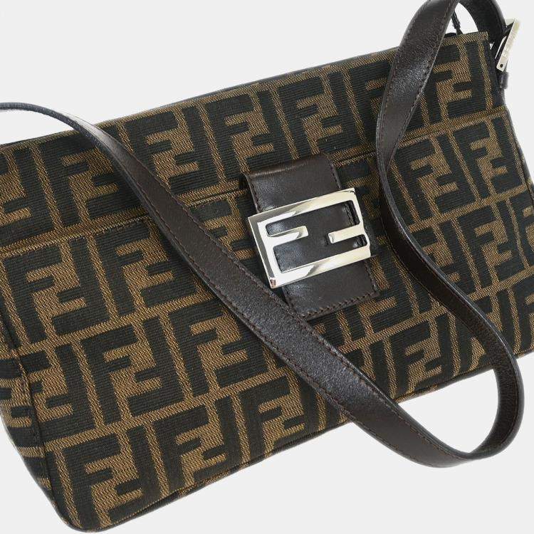 Pre Owned Fendi Zucca Brown Canvas Shoulder Bag