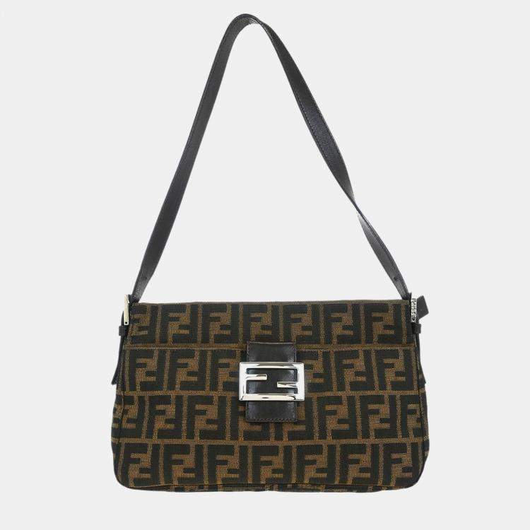 Pre Owned Fendi Zucca Brown Canvas Shoulder Bag