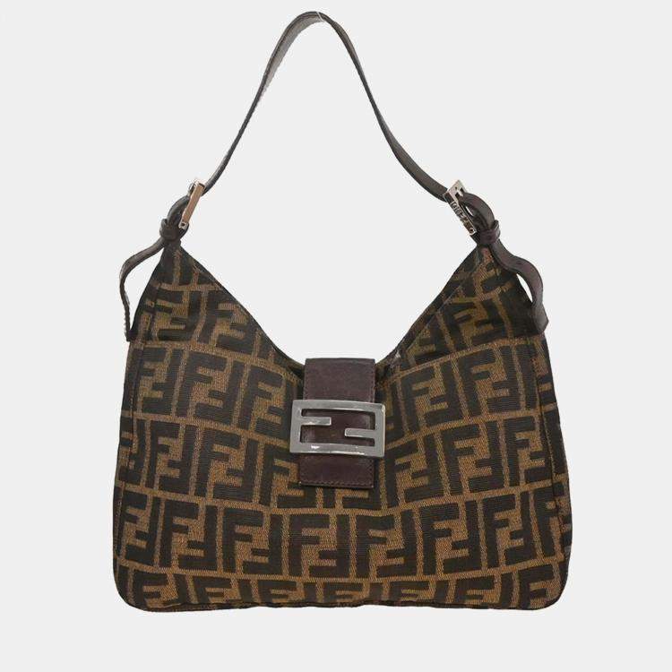 مملوكة مسبقًا Fendi Zucca Brown Black Canvas Hobo Bag