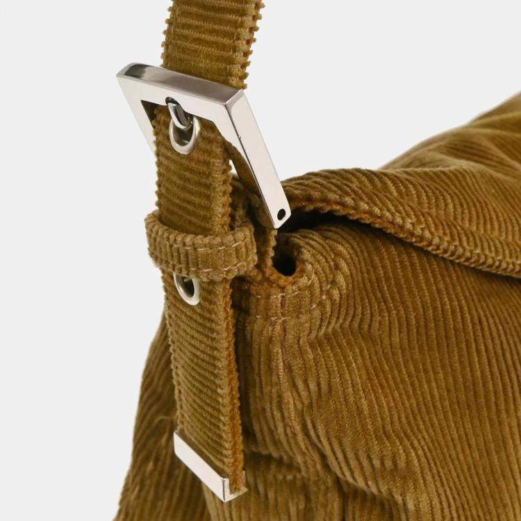 Pre Owned Fendi Brown Corduroy Shoulder Bag