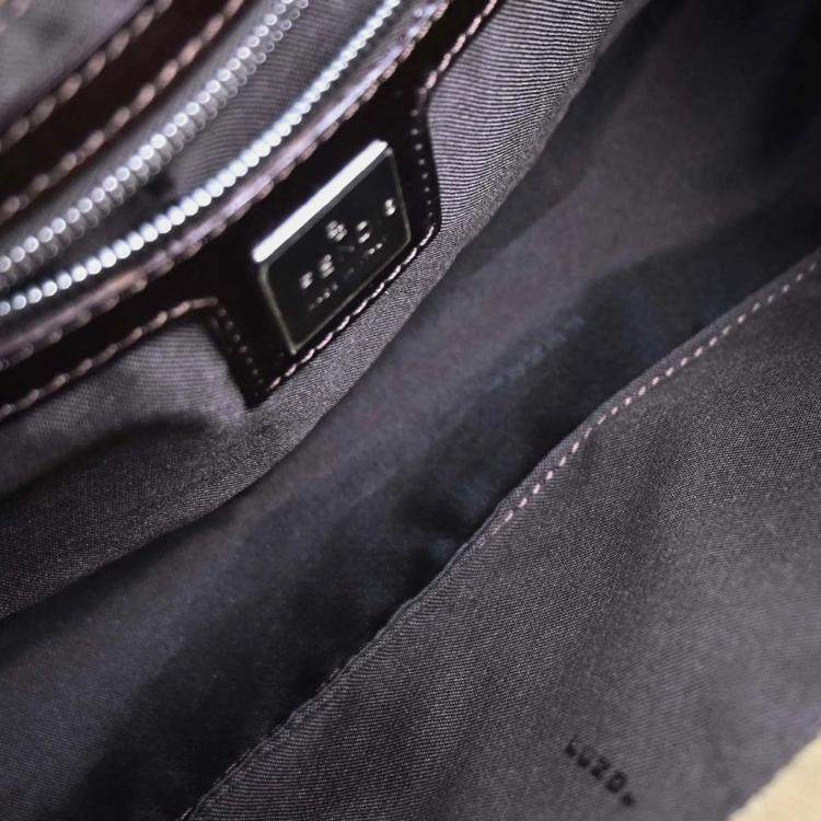 Pre Owned Fendi Brown Corduroy Shoulder Bag