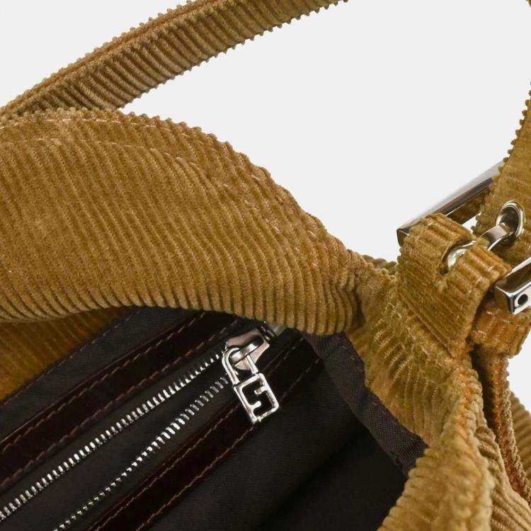 Pre Owned Fendi Brown Corduroy Shoulder Bag