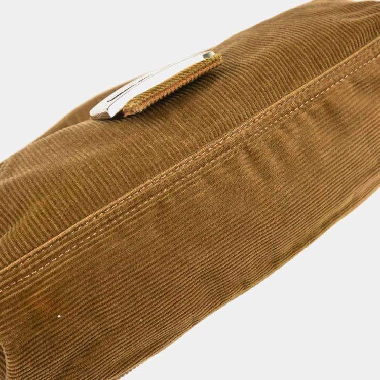 Pre Owned Fendi Brown Corduroy Shoulder Bag